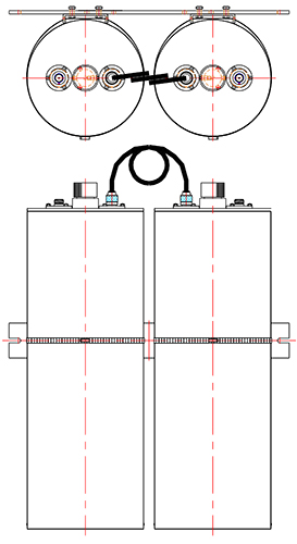 VHF Airband dual cavity band-pass filter, anodised, 118-137 MHz, specify 200 kHz, 250W, N-female terminated, includes coaxial joiner